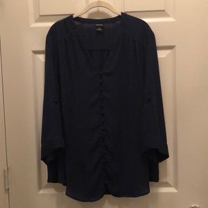 Torrid blue button down chiffon shirt.